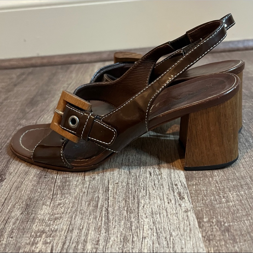 Prada Sandal Brown Spazzolato Leather Crisscross Slingback size 34 - Picture 7 of 10